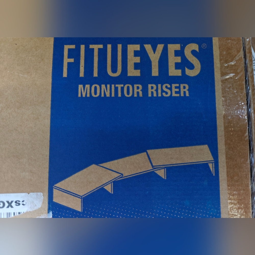 FITUEYES Dual Monitor Stand  3 Shelf Monitor Riser  Adjustable Length & Angle